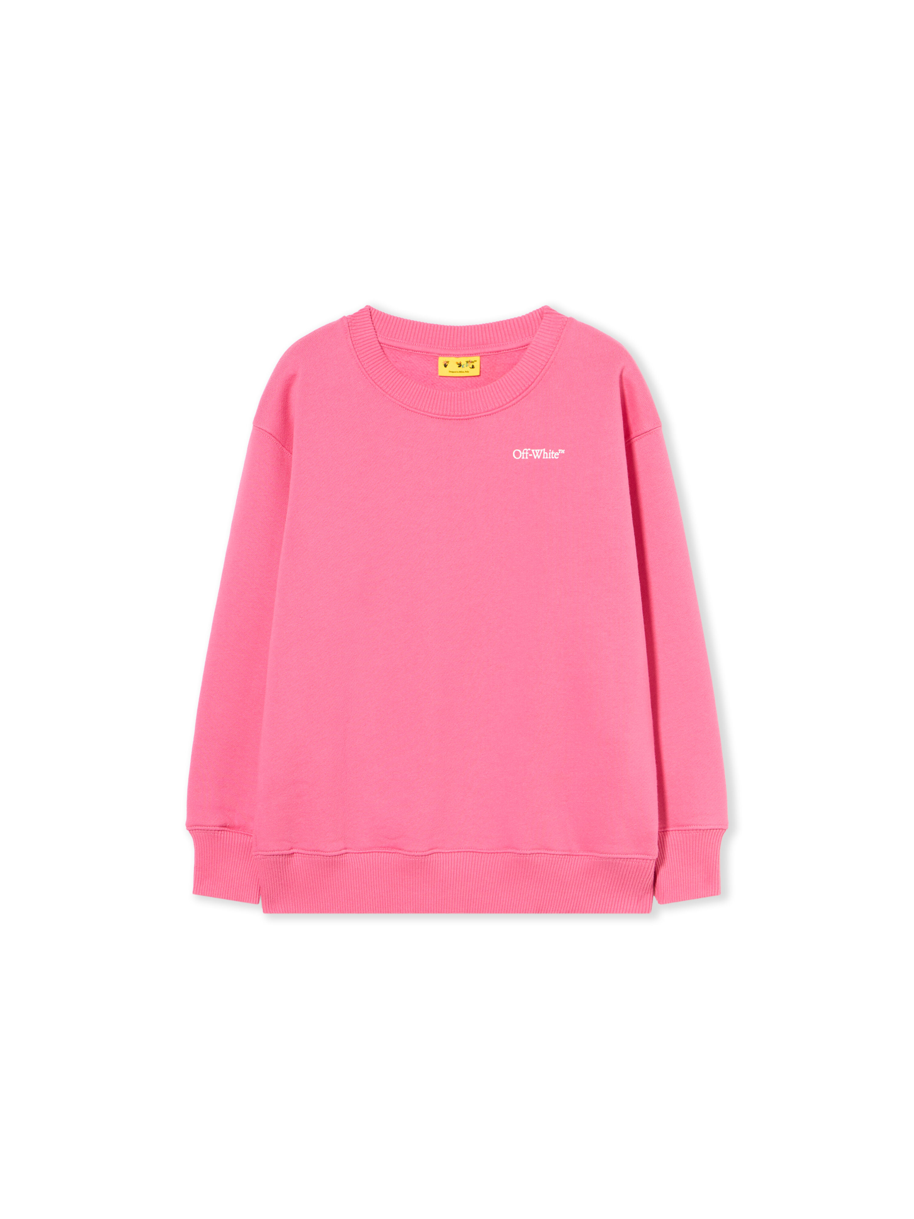 OFF WHITE Arrow Outline Flock Crew Logo Sweatshirt FUCHSIA - WHITE OGBA001F25FLE005
