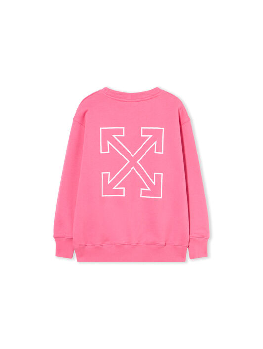 OFF WHITE Arrow Outline Flock Crew Logo Sweatshirt FUCHSIA - WHITE OGBA001F25FLE005