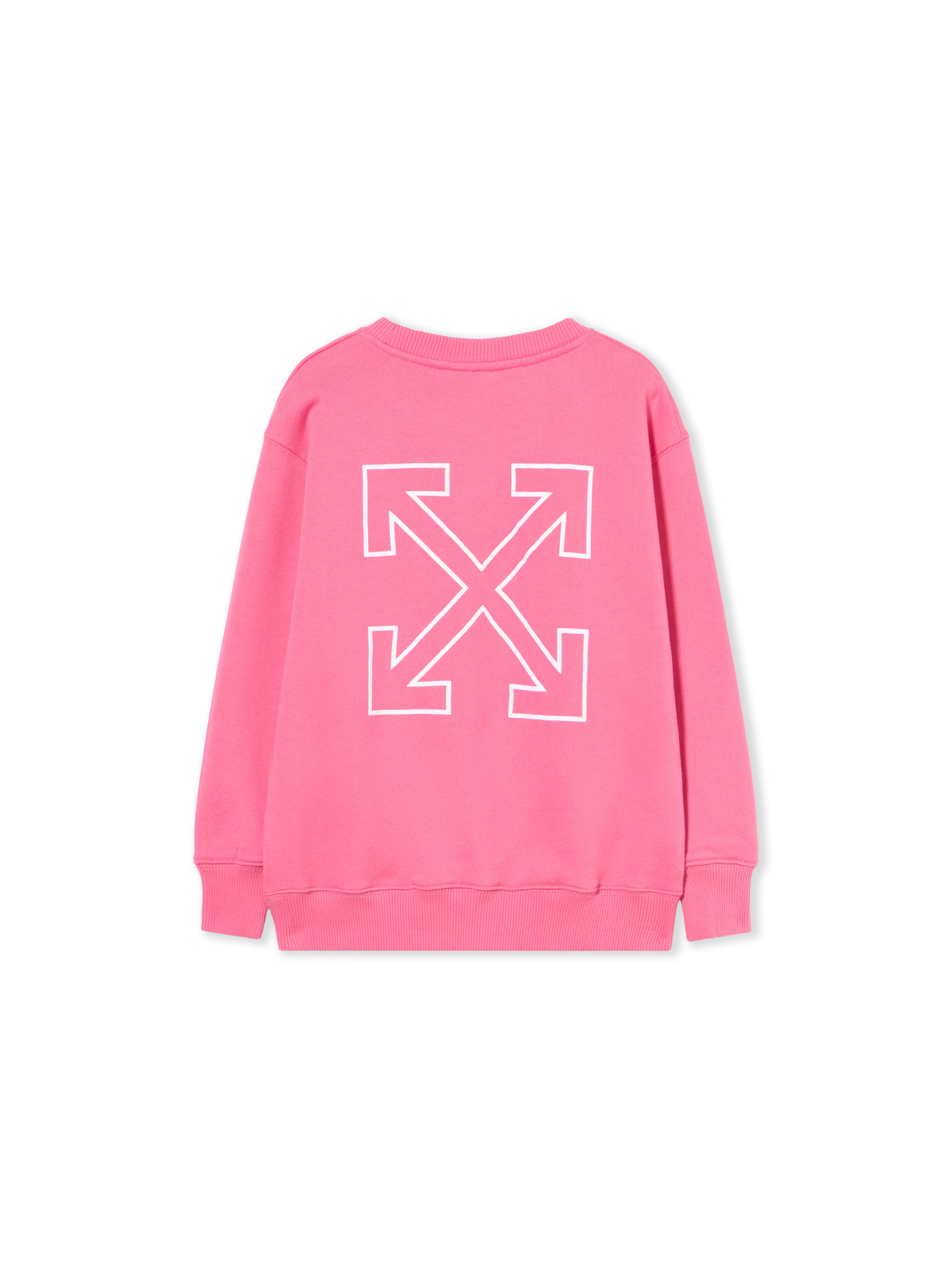 OFF WHITE Arrow Outline Flock Crew Logo Sweatshirt FUCHSIA - WHITE OGBA001F25FLE005