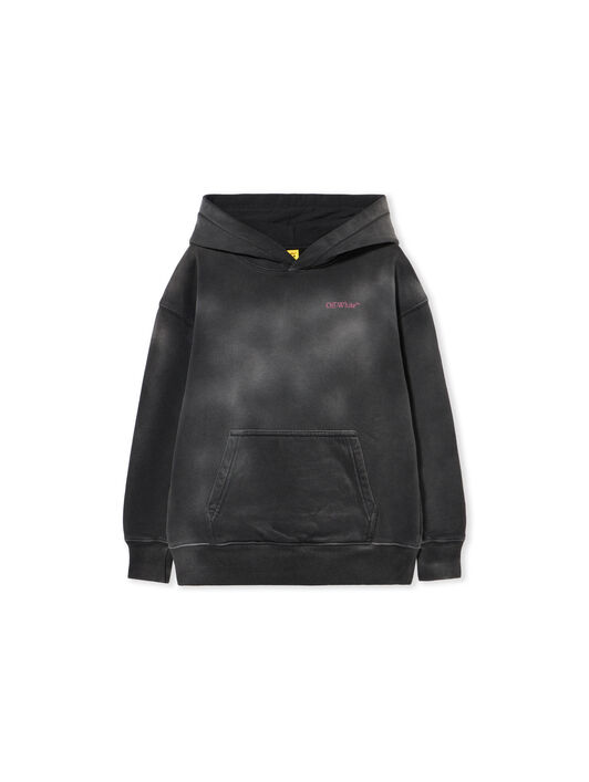 OFF WHITE Bookish Acid Logo Hoodie DARK GREY - FUCHSIA OGBB002F25FLE005