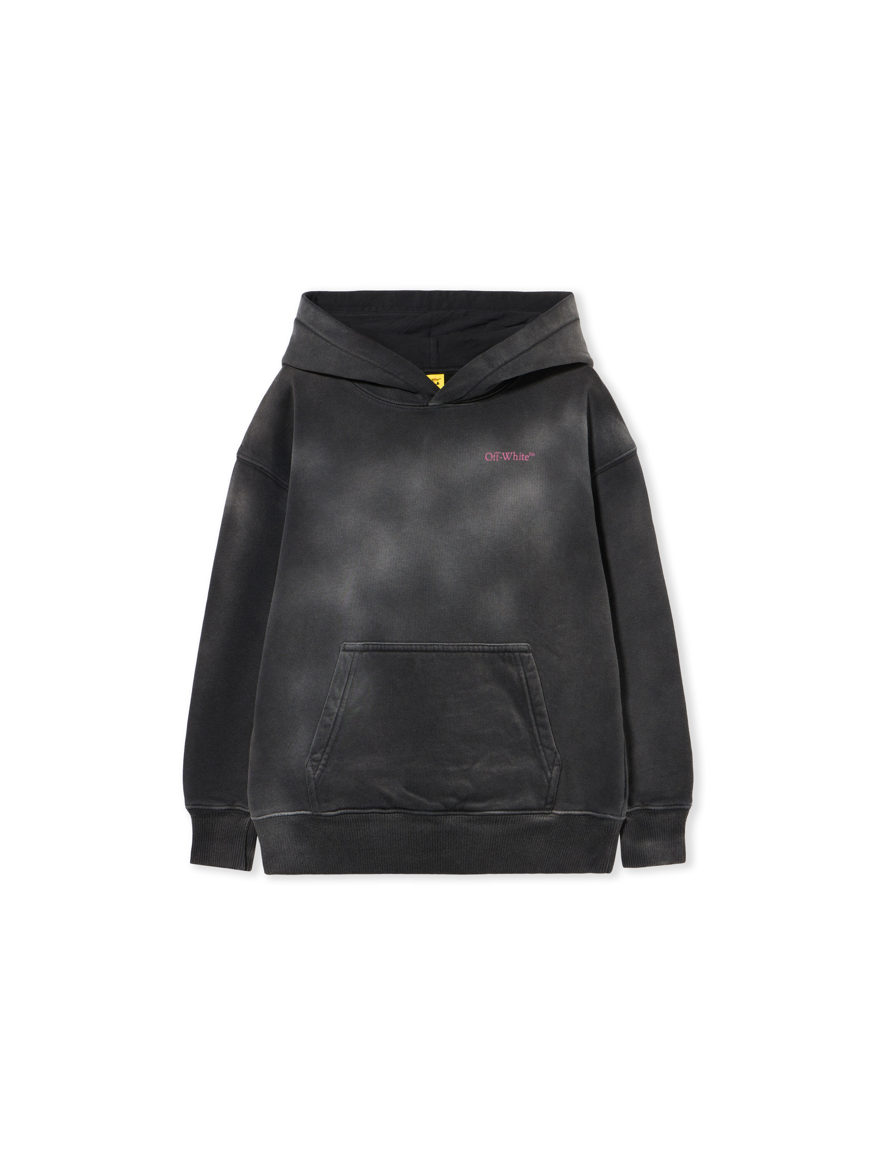 OFF WHITE Bookish Acid Logo Hoodie DARK GREY - FUCHSIA OGBB002F25FLE005