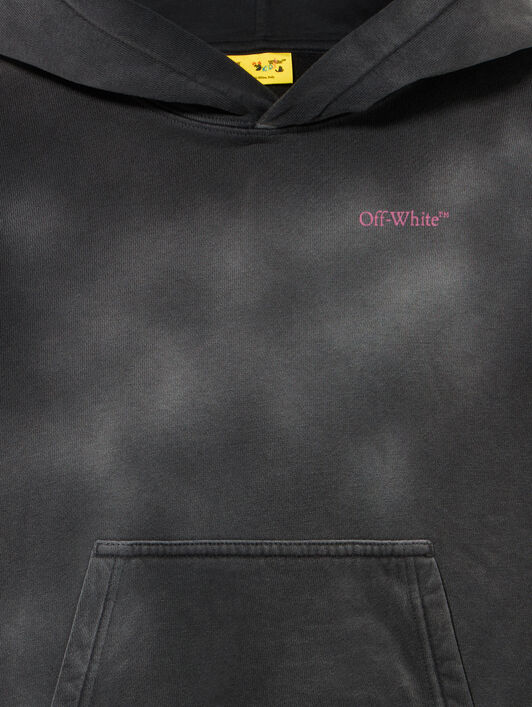 OFF WHITE Bookish Acid Logo Hoodie DARK GREY - FUCHSIA OGBB002F25FLE005