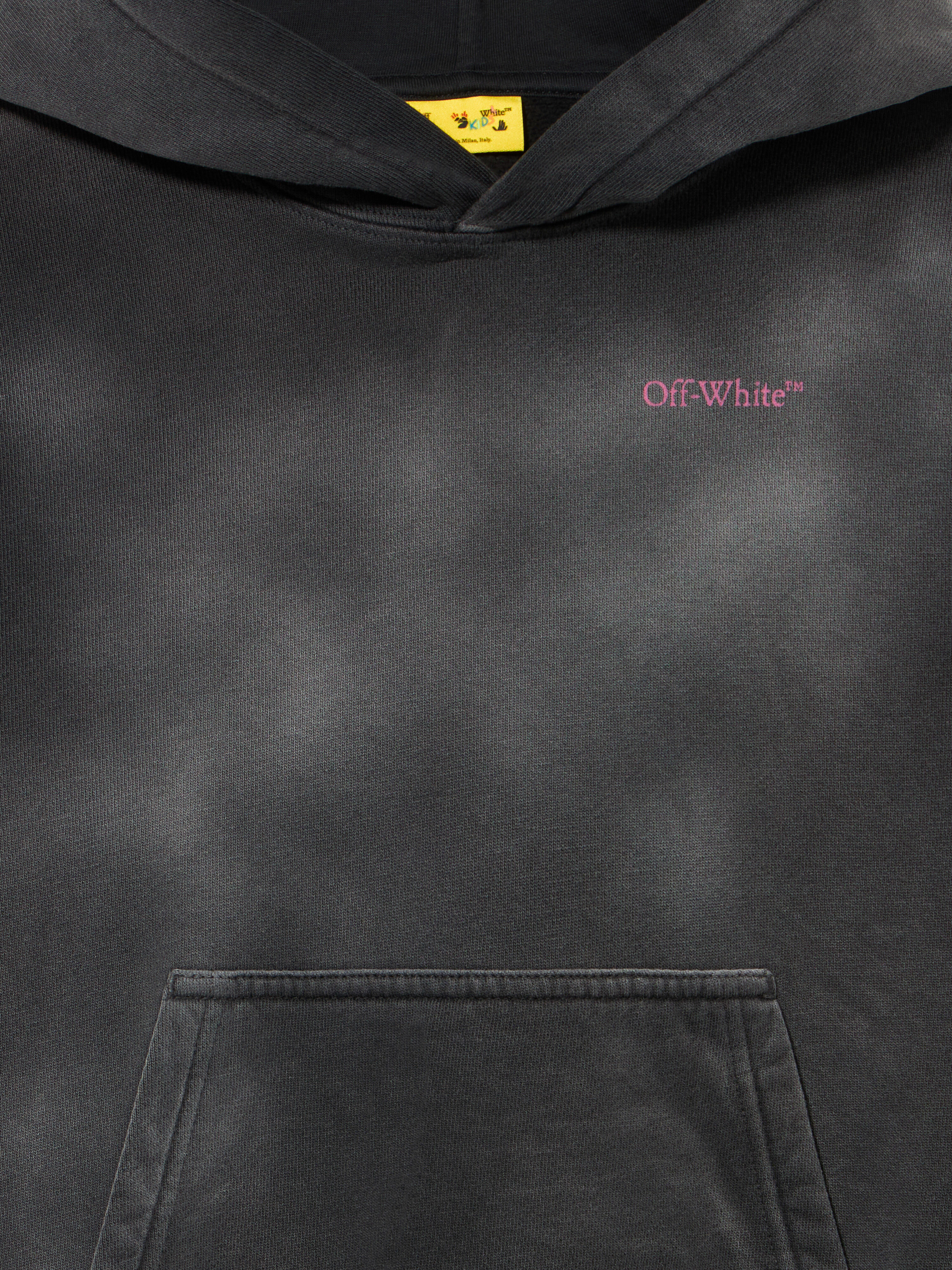 OFF WHITE Bookish Acid Logo Hoodie DARK GREY - FUCHSIA OGBB002F25FLE005
