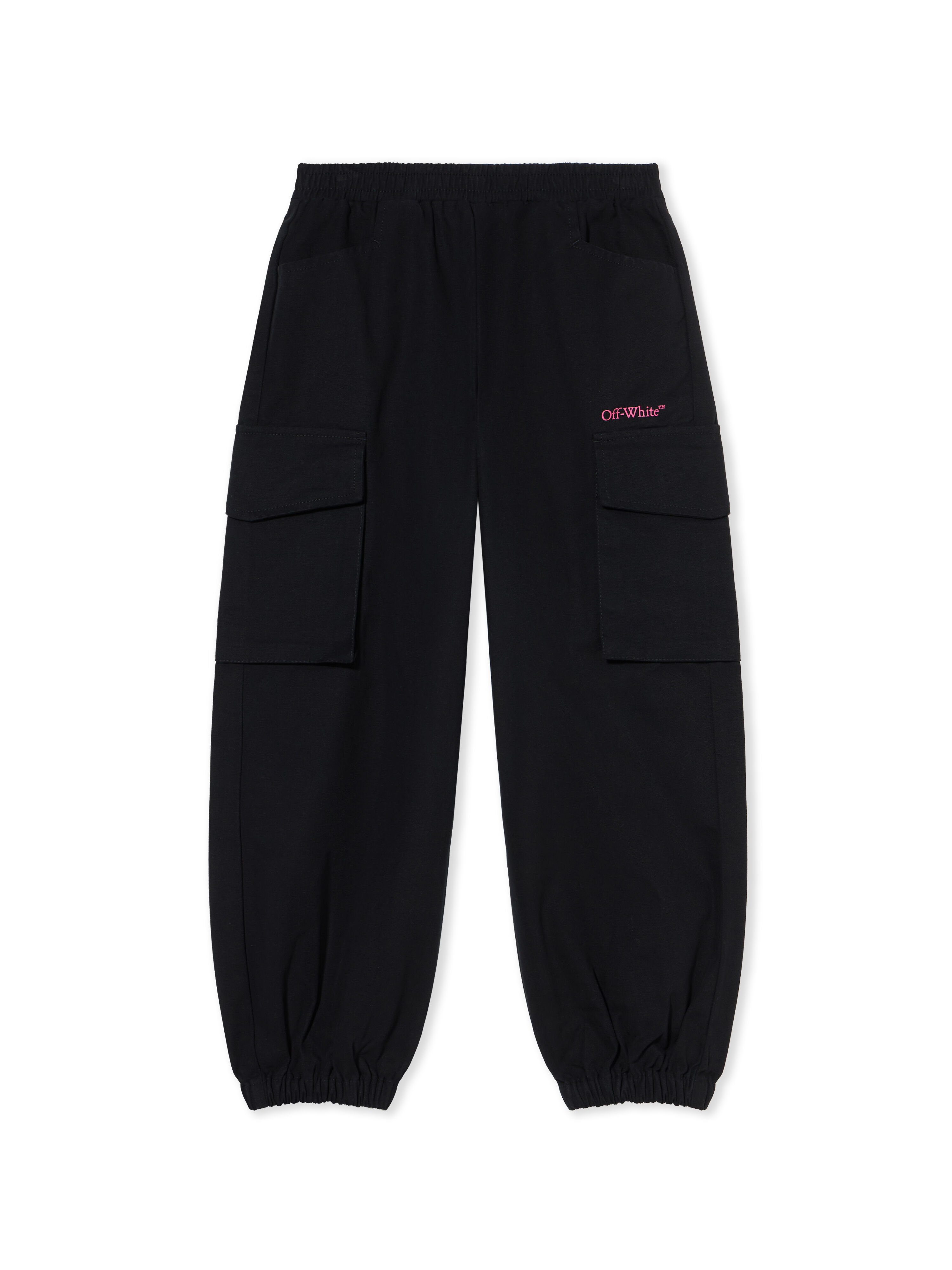 OFF WHITE Diagonal Cango Cargo Logo Pants BLACK - FUCHSIA OGCF005F25FAB001
