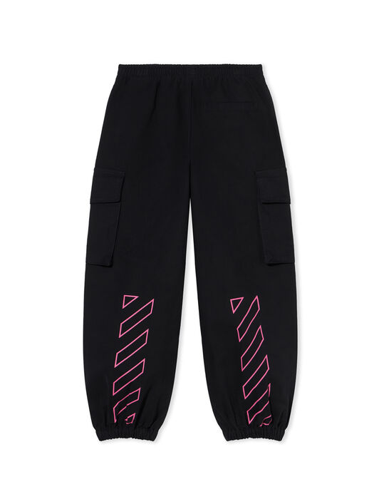 OFF WHITE Diagonal Cango Cargo Logo Pants BLACK - FUCHSIA OGCF005F25FAB001