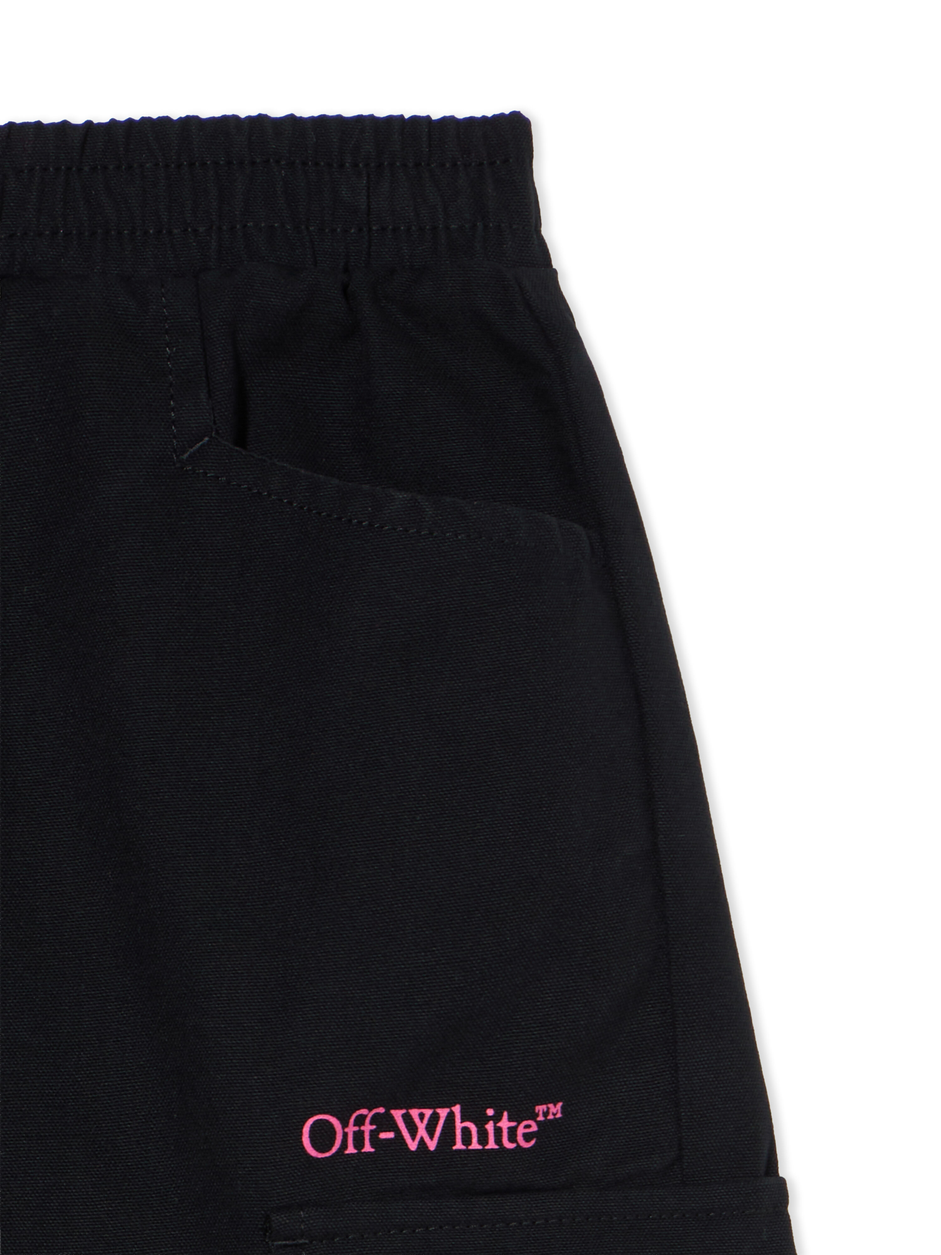 OFF WHITE Diagonal Cango Cargo Logo Pants BLACK - FUCHSIA OGCF005F25FAB001