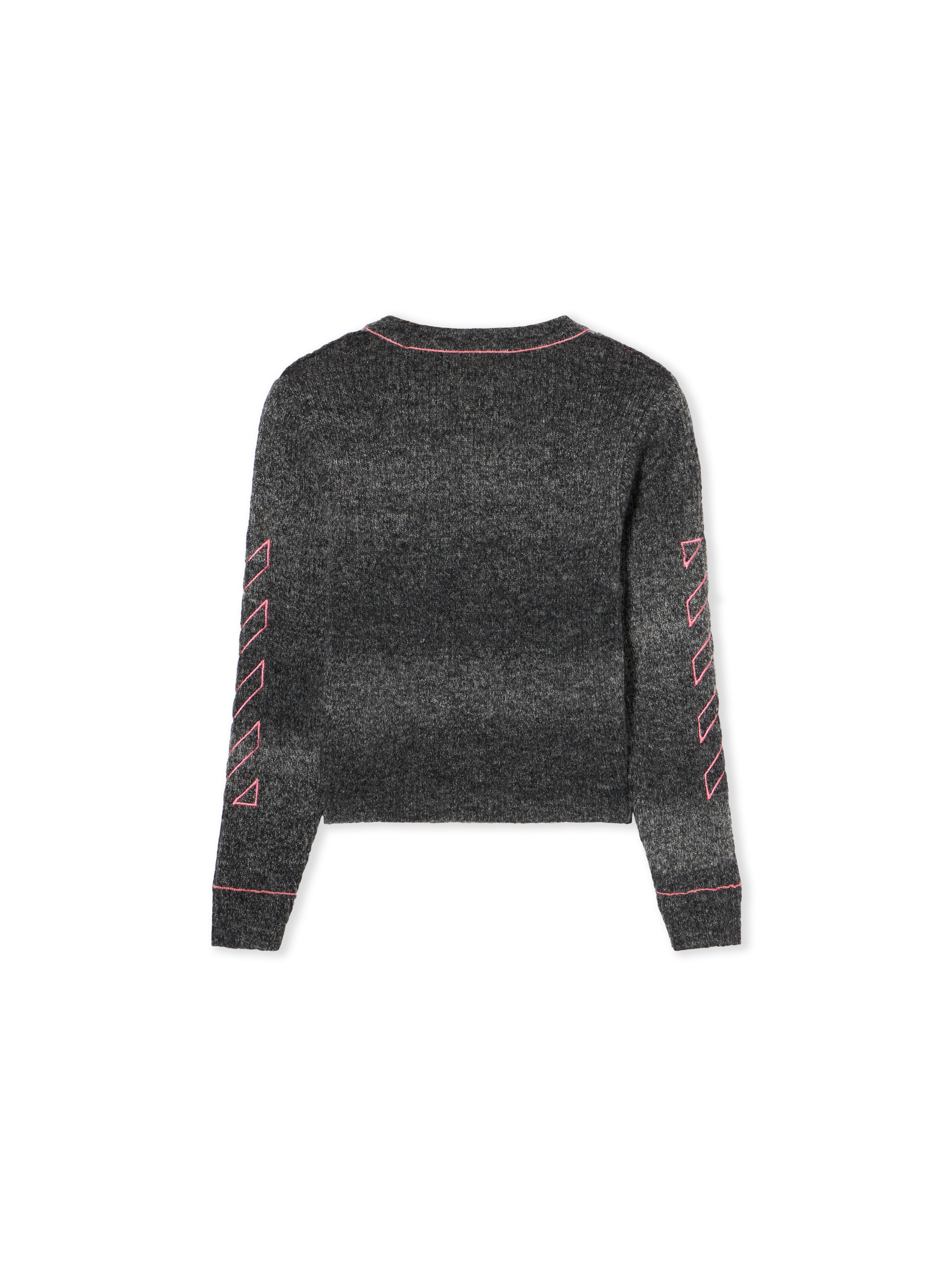 OFF WHITE Embroidered Wool Cardigan DARK GREY - FUCHSIA OGHB006F25KNI001