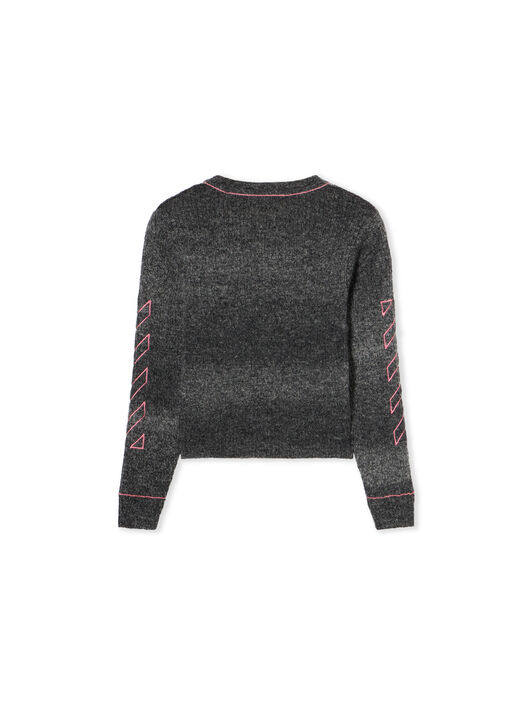 Embroidered Wool Cardigan OFF WHITE Embroidered Wool Cardigan DARK GREY - FUCHSIA OGHB006F25KNI001