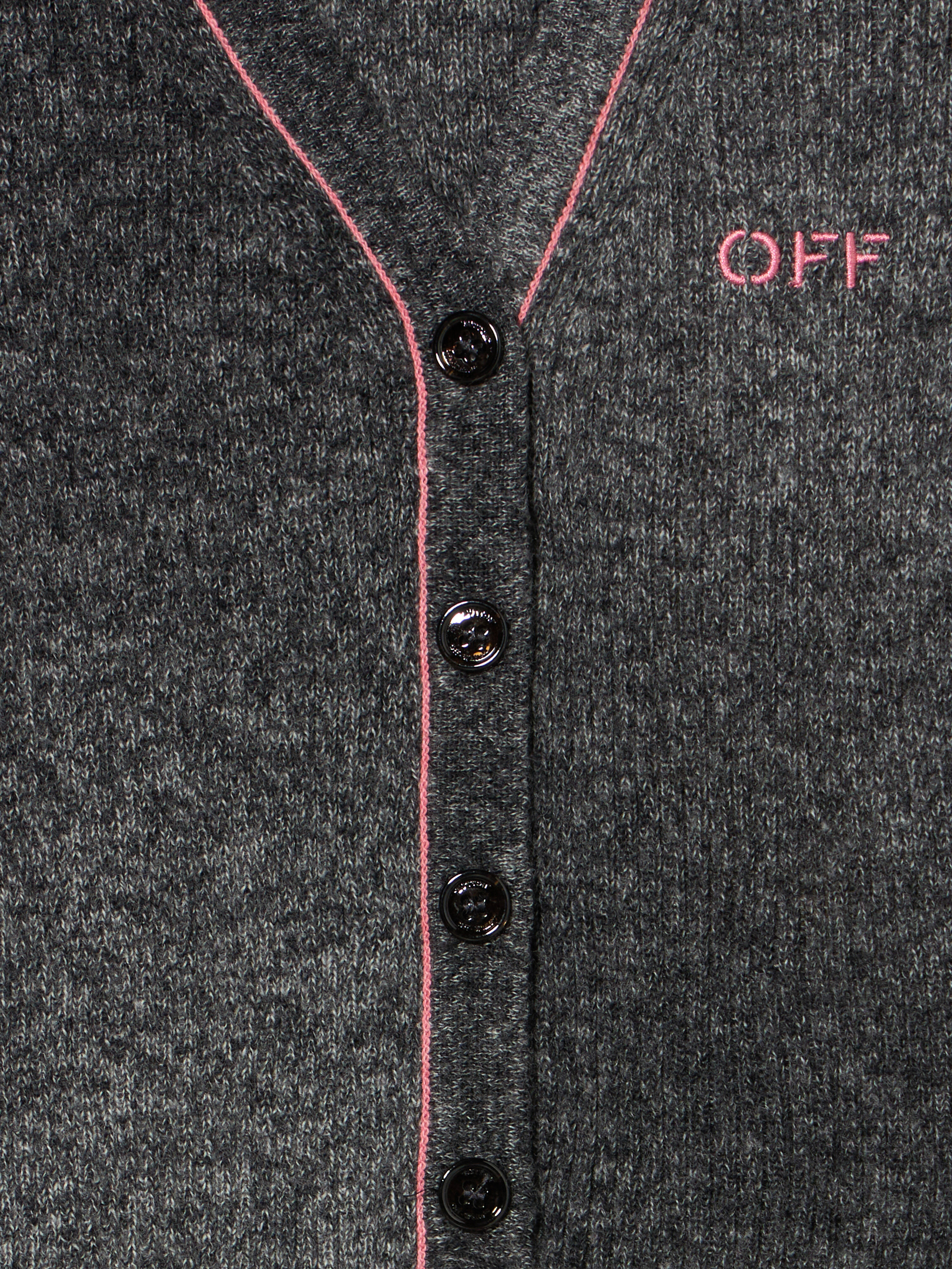 OFF WHITE Embroidered Wool Cardigan DARK GREY - FUCHSIA OGHB006F25KNI001