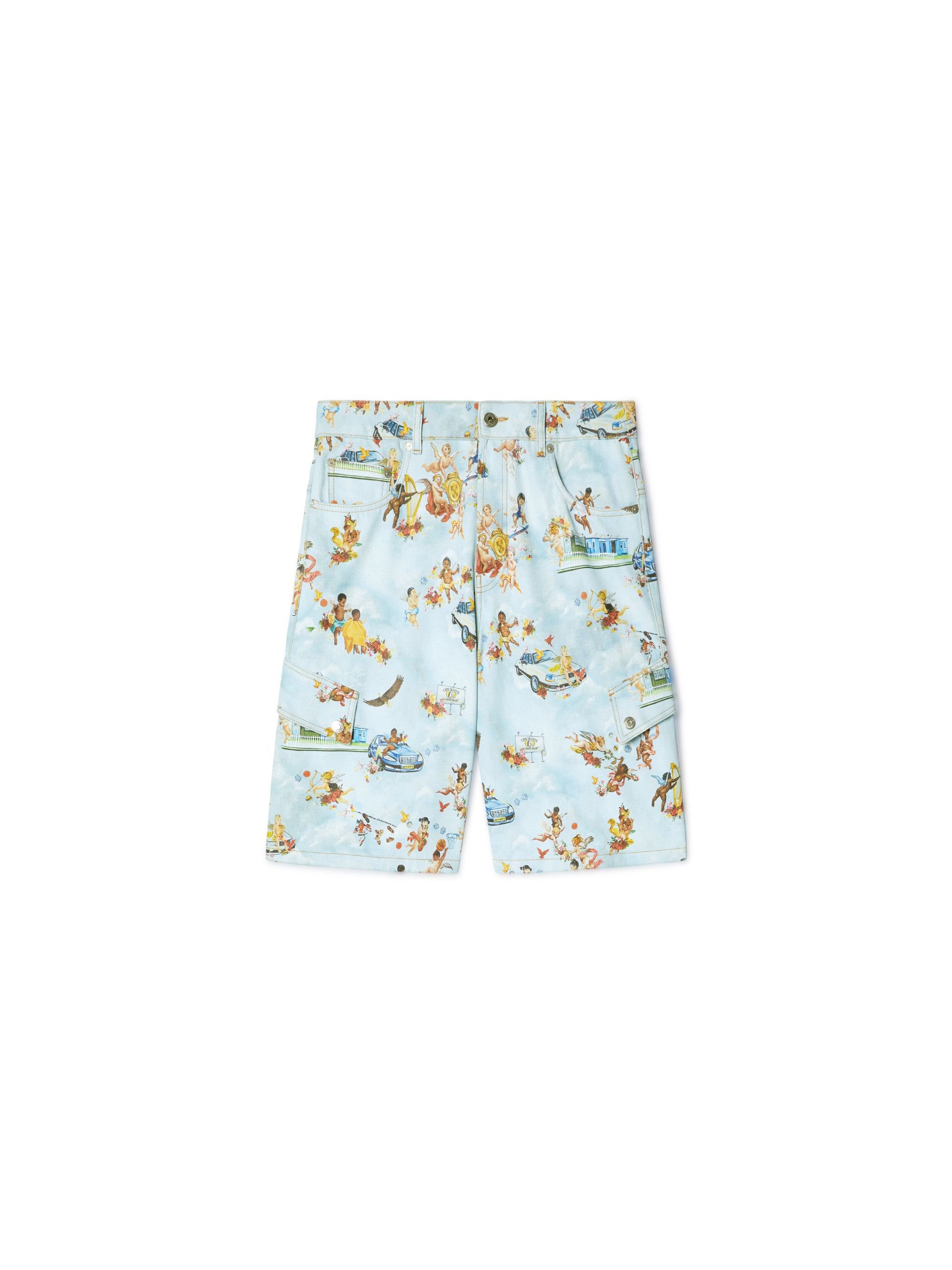 OFF WHITE Fresco Print Den Safari Cargo Multicolor BLUE OMYC024S25DEN001
