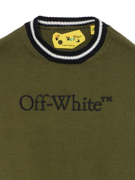 OFF WHITE Big Bookish Knit Crew MARTINI OLIVE 44BHE001S26K002