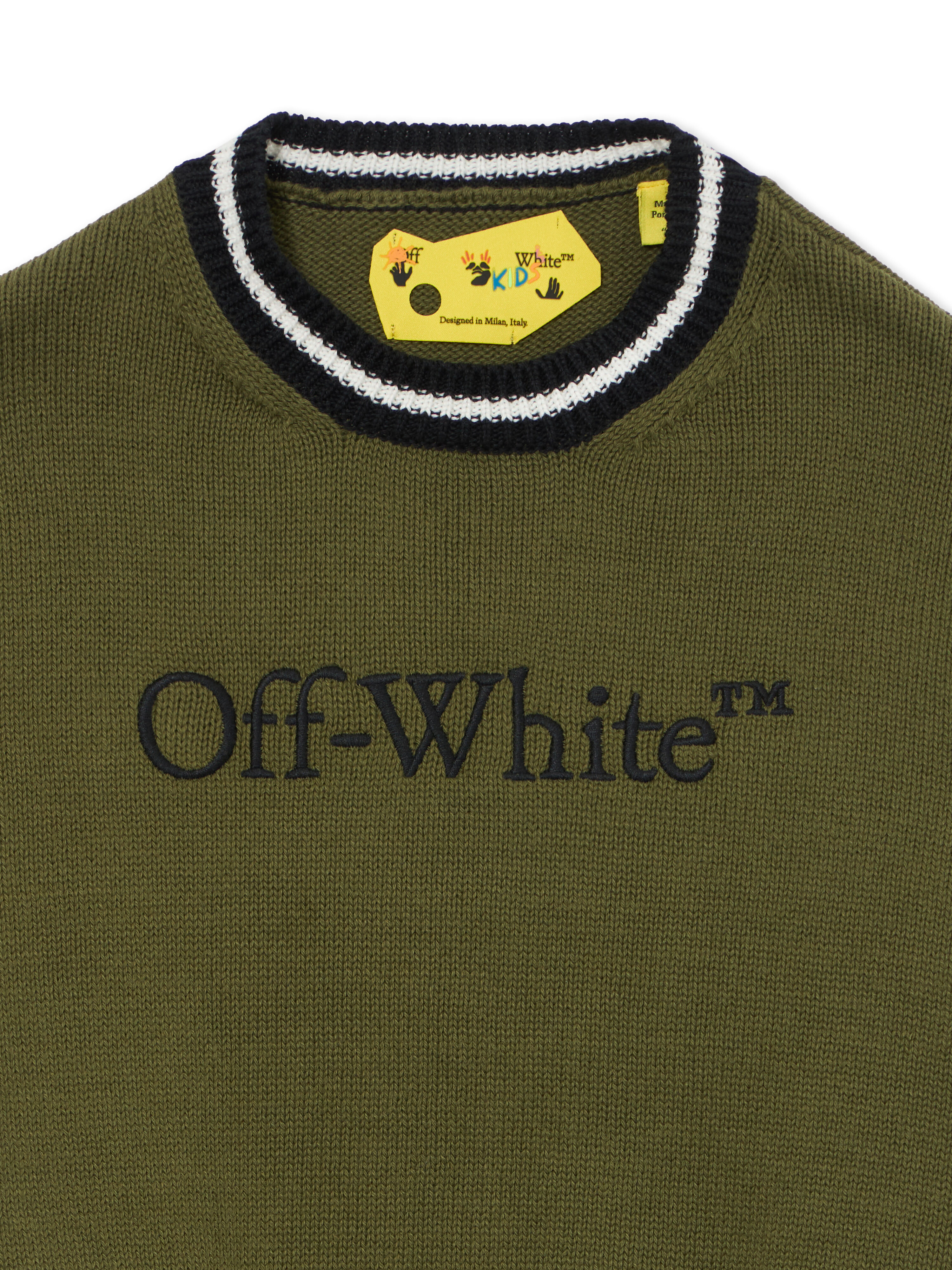 OFF WHITE Big Bookish Knit Crew MARTINI OLIVE 44BHE001S26K002