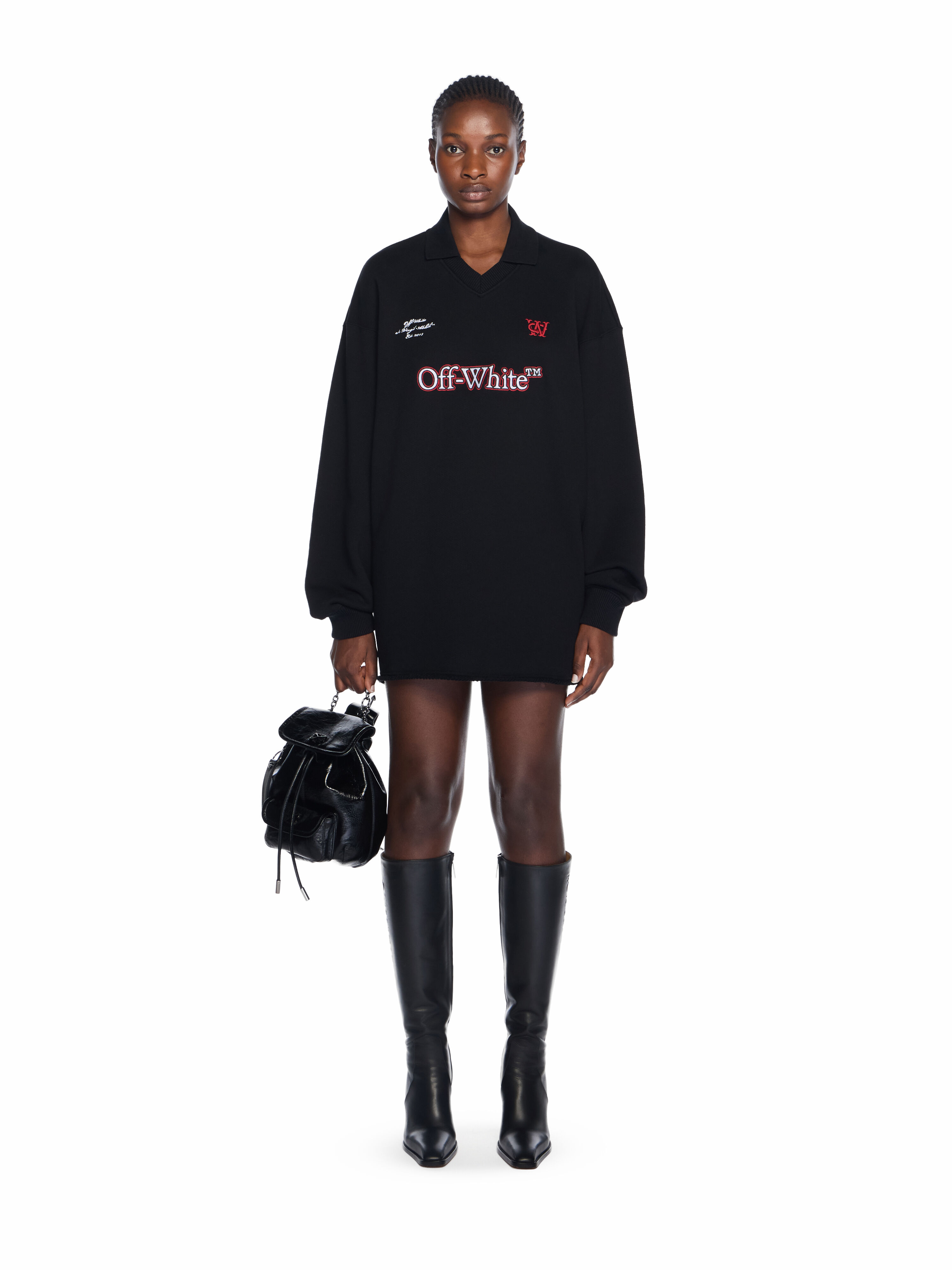 Sporty Polo Sweatdress in BLACK-RED DAHLIA for Women | Off-White™