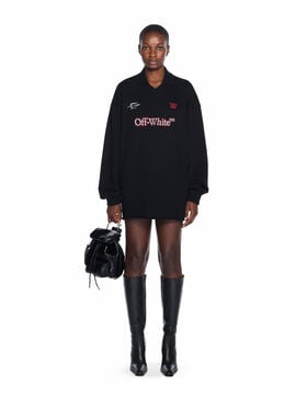 OFF WHITE Sporty Polo Sweatdress BLACK-RED DAHLIA OWDF002F25FLE001