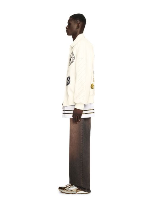 LEDER COLLAGEJACKE OFF WHITE LEDER COLLAGEJACKE WEISS OMJA123S25LEA001