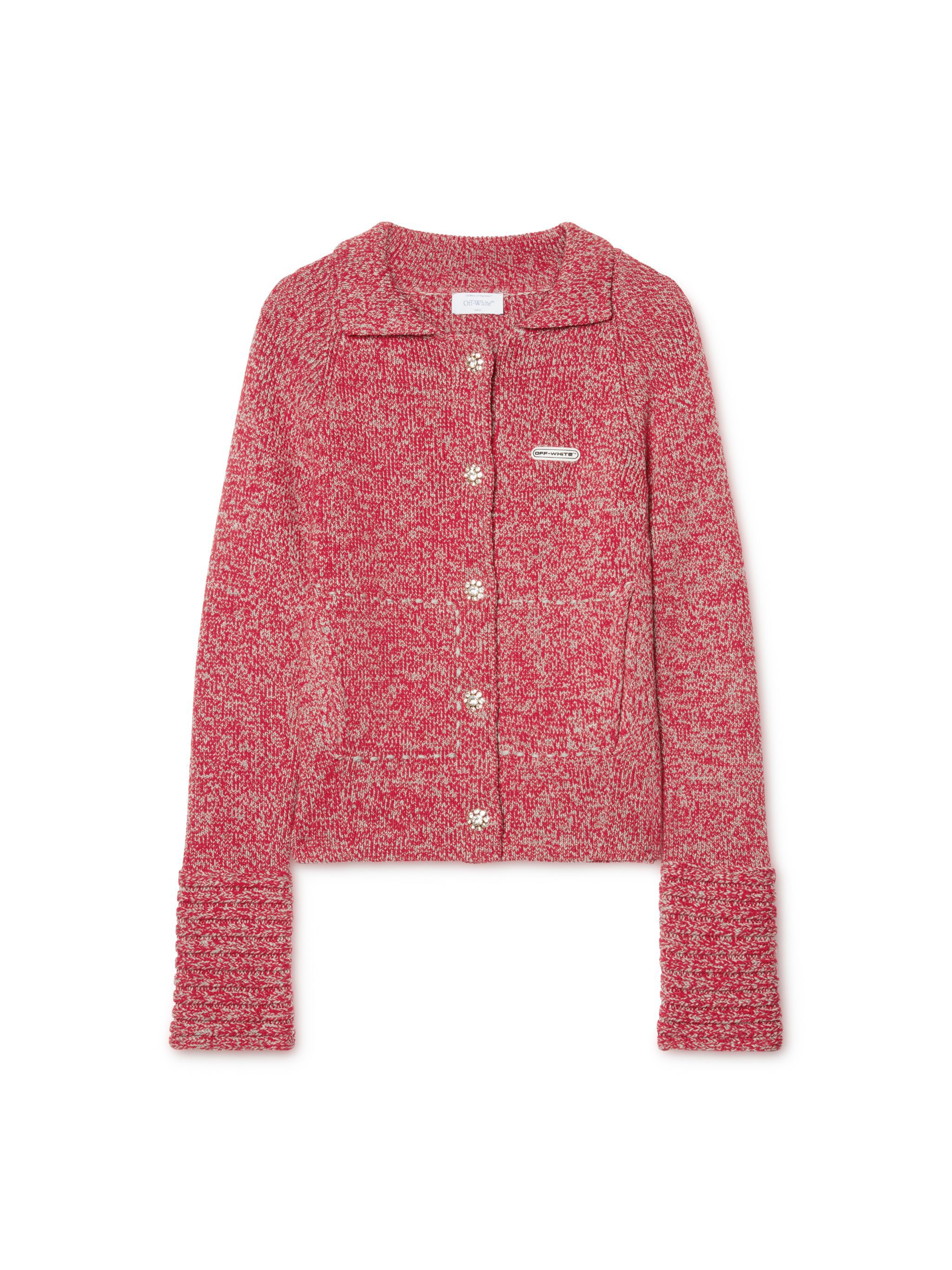 OFF WHITE Blend Knit Jkt RED OWHB04BW24KNI001