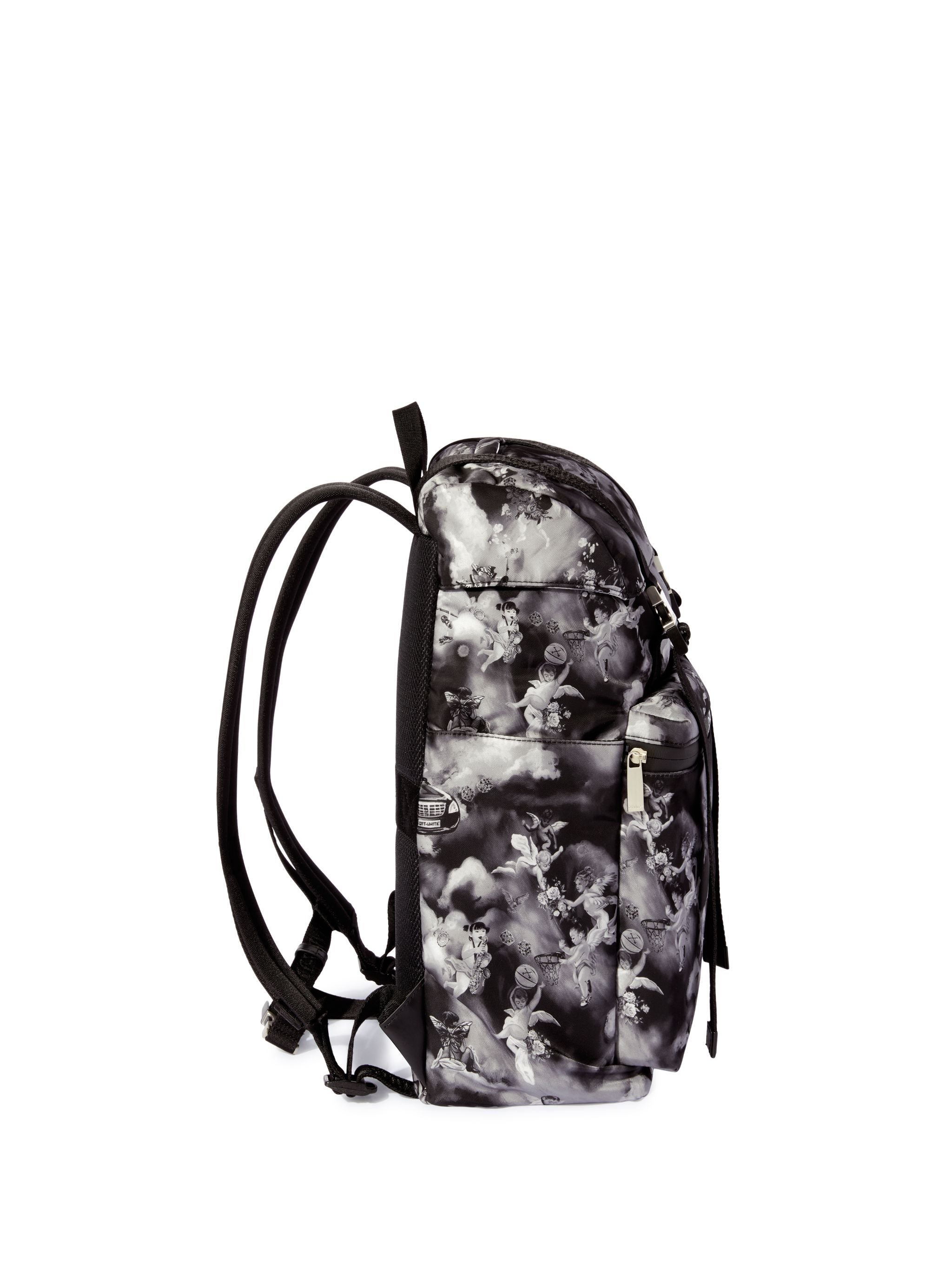 OFF WHITE Black Fresco Print Outdoor Backpack BLACK OMNB111S25FAB001