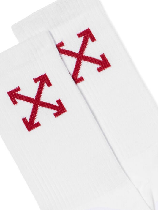 Arrow Mid Calf Socks OFF WHITE Arrow Mid Calf Socks WHITE - STRAWBERRY RED OMRA080F25KNI001