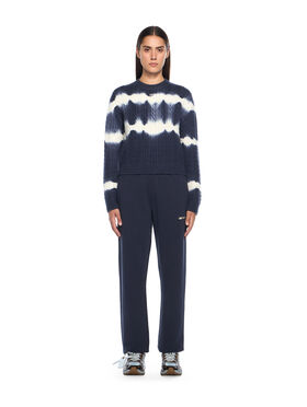 OFF WHITE Tiedye Cable Crop Crewneck Sweater BLUE IRIS-WHITE OWHE10IF25KNI001