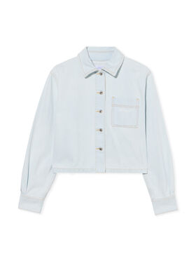 OFF WHITE Diag Long Sleeve Denim Shirt LIGHT BLUE-WHITE OWYD013F25DEN002
