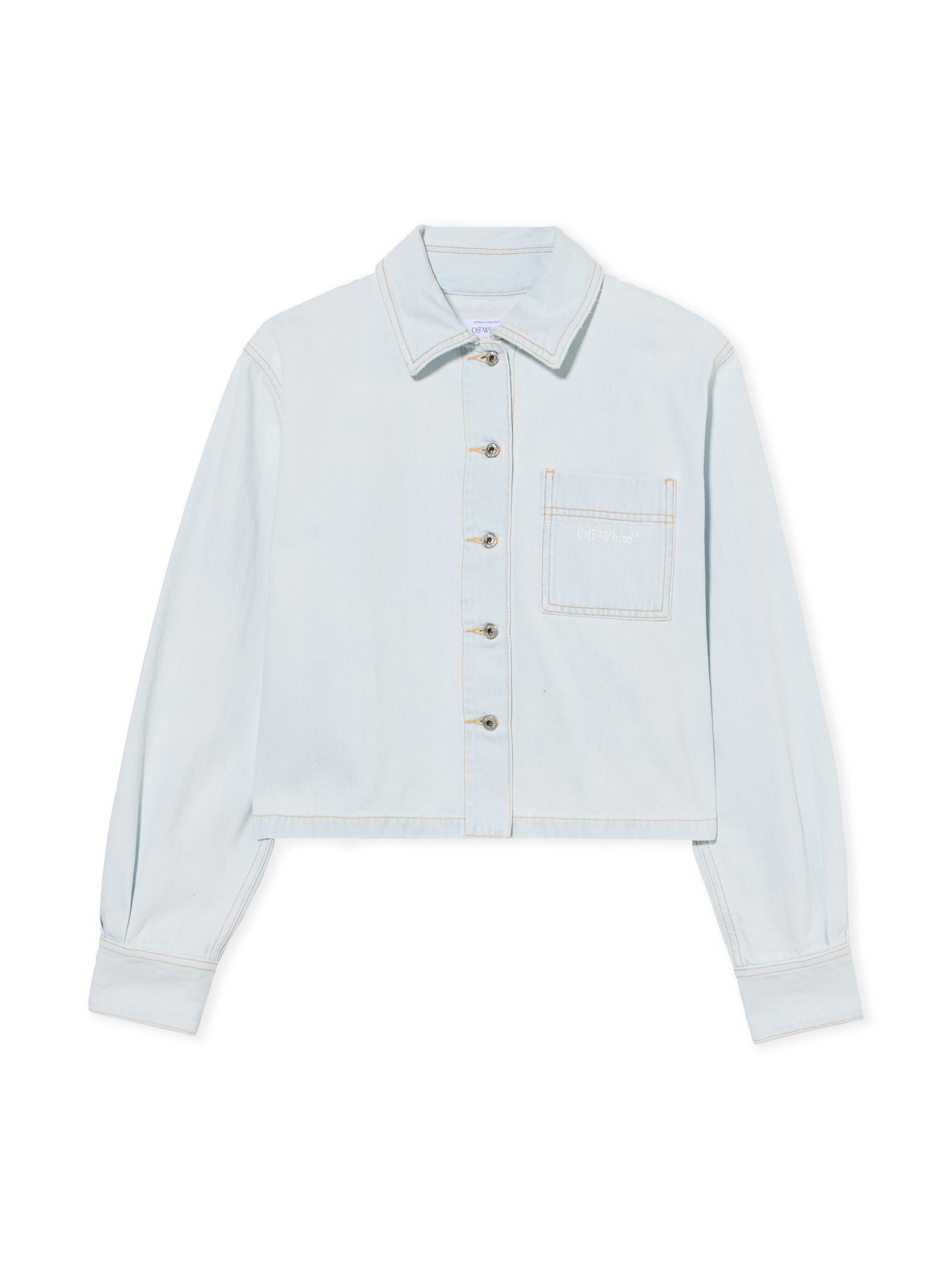 OFF WHITE Diag Long Sleeve Denim Shirt LIGHT BLUE-WHITE OWYD013F25DEN002