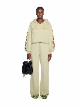 OFF WHITE Bookish Flowers Crop Hoodie ALFALFA-BLACK OWBB06BF25FLE001