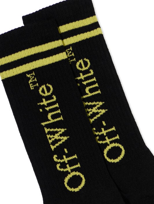 OFF WHITE Casual Logo Long Socks BLACK - YELLOW OBRA003F25KNI002