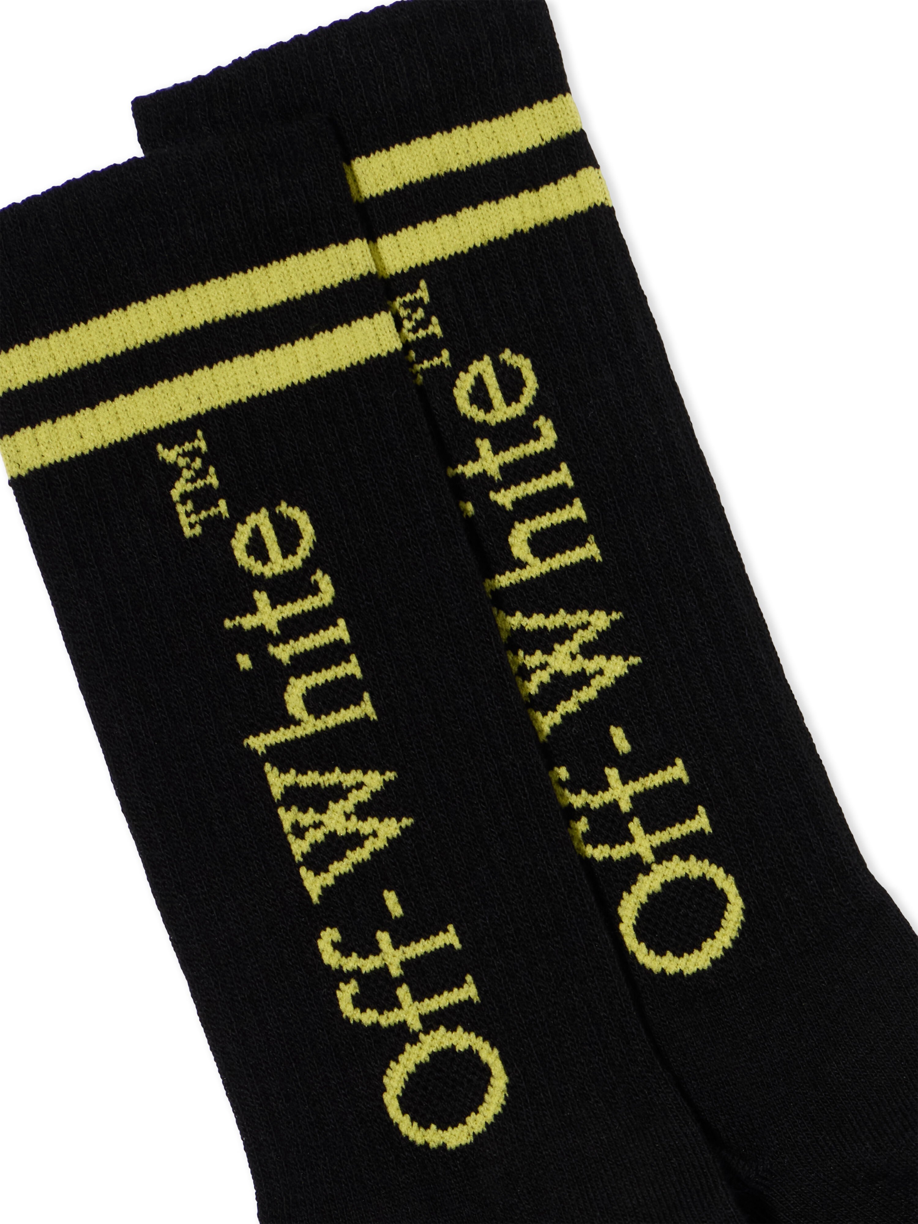 OFF WHITE Casual Logo Long Socks BLACK - YELLOW OBRA003F25KNI002