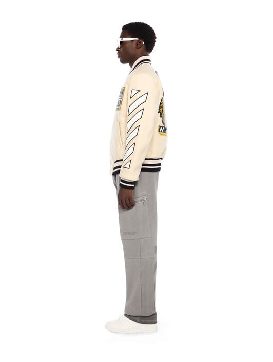 Lion Wool Varsity Jacket OFF WHITE Lion Wool Varsity Jacket FROZEN DEW OMEH053F25FAB002