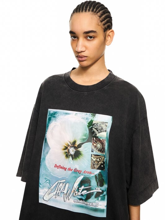 OFF WHITE Adv_Vvs Over T-Shirt Dress Marble Black-White 2DH00AS26JER001