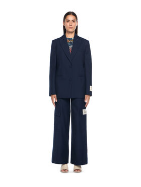 OFF WHITE Gabardine Label Tomboy Blazer BLUE IRIS-CREAM OWEF099F25FAB001