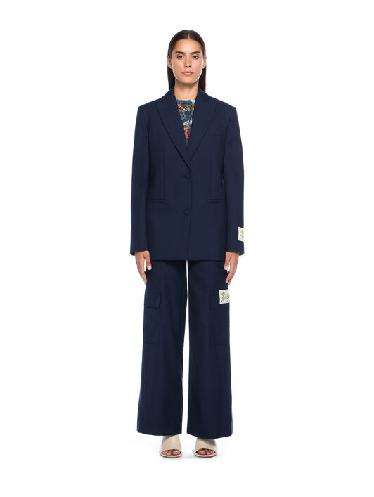 OFF WHITE Gabardine Label Tomboy Jacket BLUE IRIS-CREAM OWEF099F25FAB001