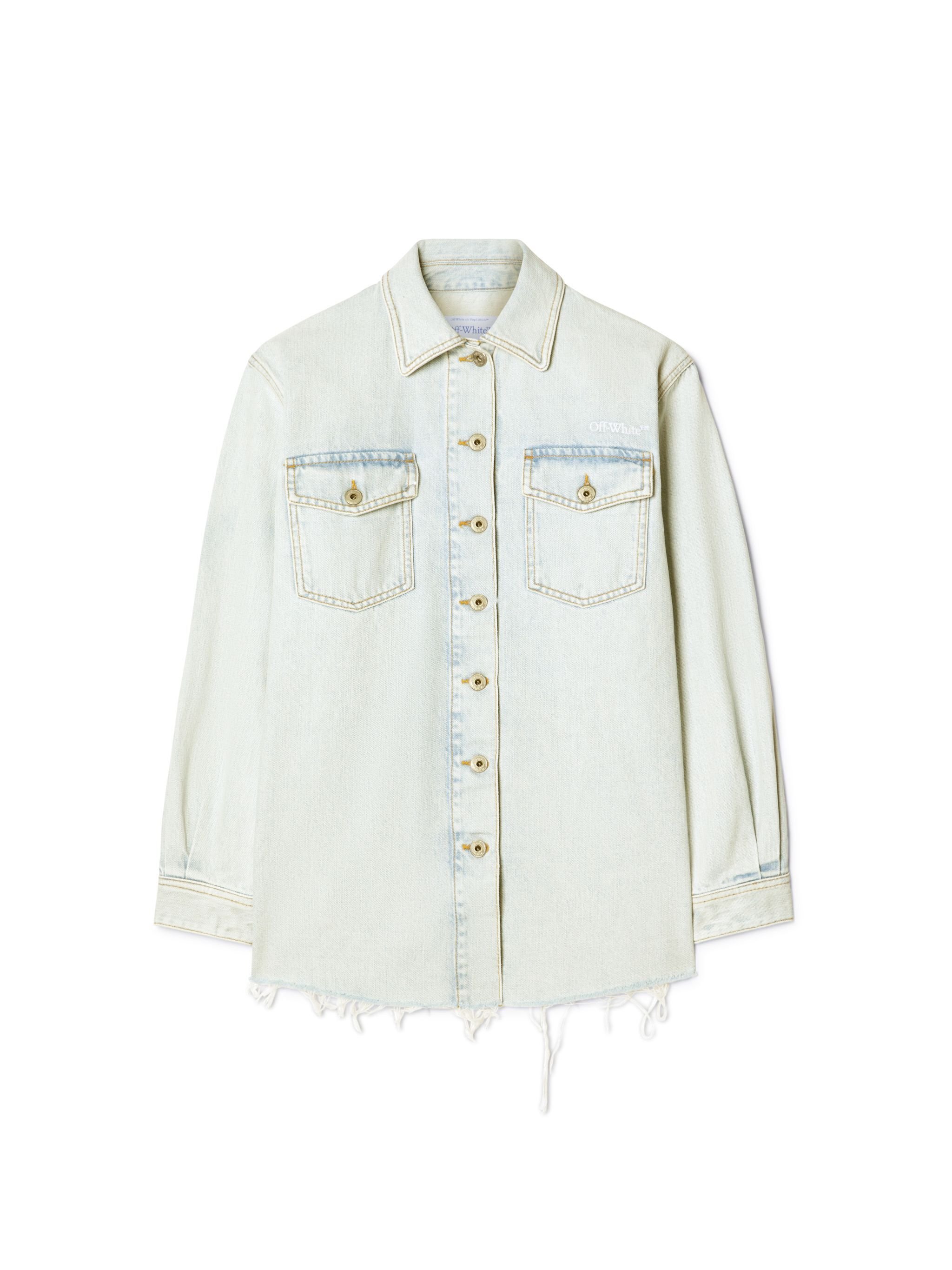 OFF WHITE Weiße Denim Fresco Hemdjacke BLAU OWYQ004S25DEN001
