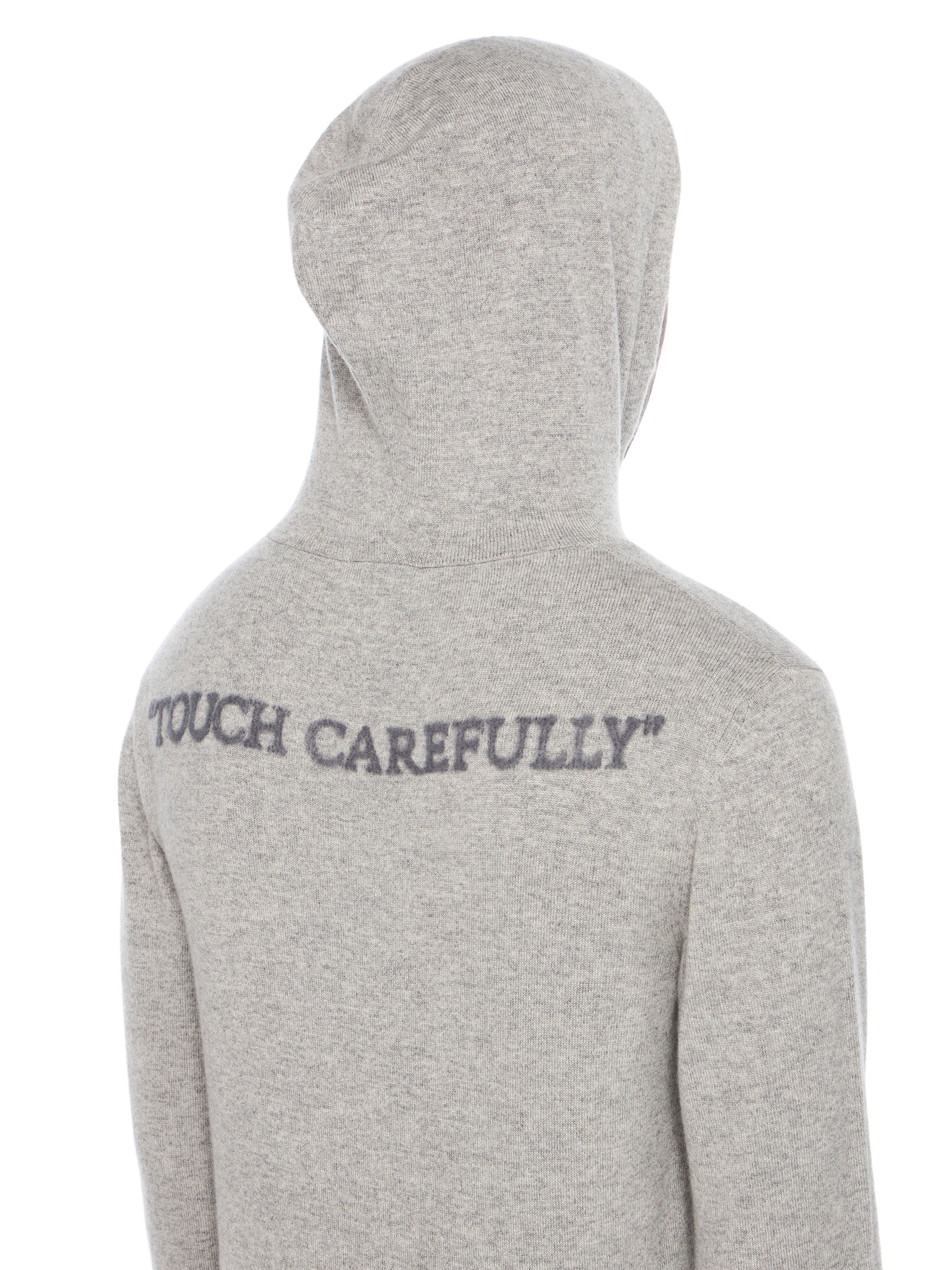 OFF WHITE QUOTE WS KNIT HOODIE LIGHT GREY MELANGE - BLACK OMHU034F25KNI001
