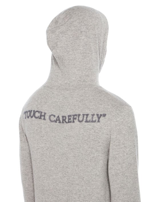 QUOTE WS KNIT HOODIE OFF WHITE QUOTE WS KNIT HOODIE LIGHT GREY MELANGE - BLACK OMHU034F25KNI001