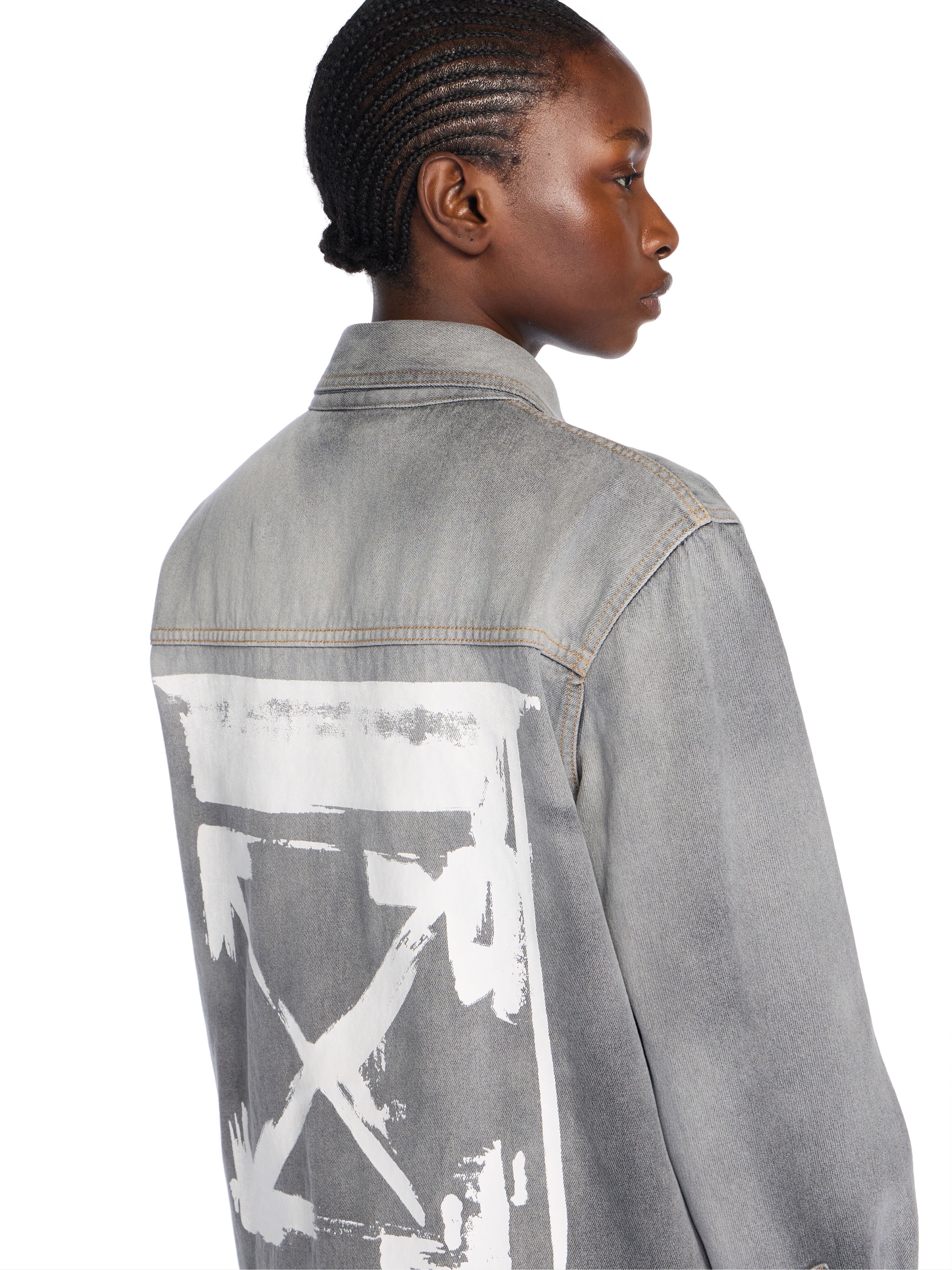 Ink Arrow Denim Shirt Jacket OFF WHITE Ink Arrow Denim Shirt Jacket BLEACH BLACK-WHITE OWYQ004F25DEN002