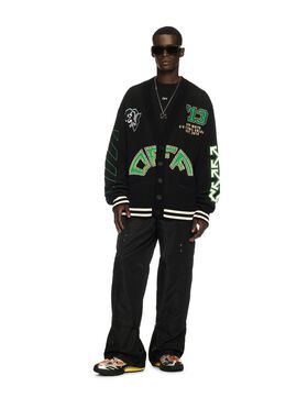 OFF WHITE Black Crocodile Varsity Cardigan BROWN OMHE20AS25KNI002