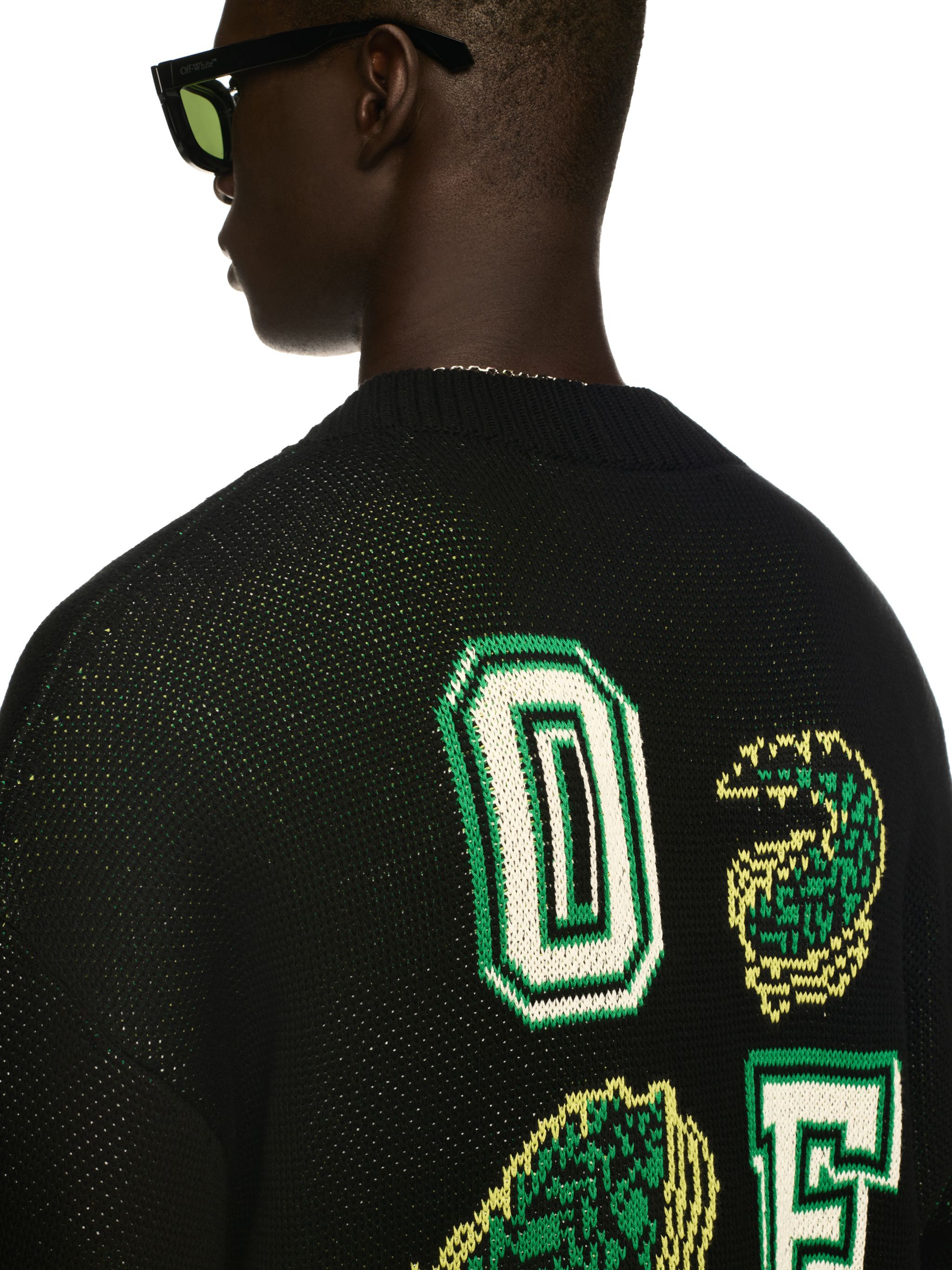OFF WHITE Cardigan Varsity Nero Con Motivo Crocodile NERO OMHB019S25KNI002