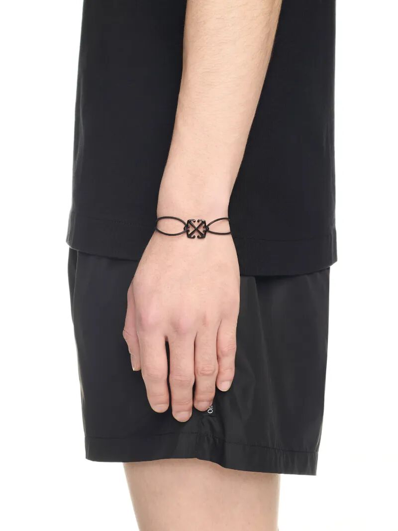 OFF WHITE Enamel Rubber Bracelet BLACK OMOA10AC99MET001