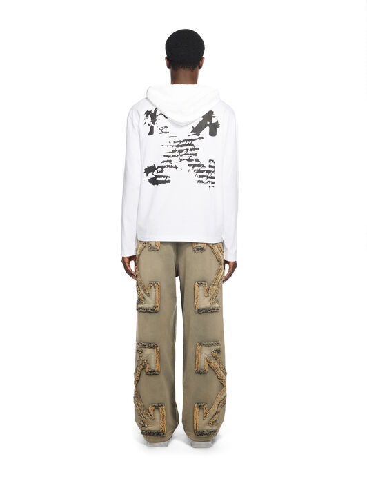 OFF WHITE Desert Arrow 90S Hooded L/S T WHITE - HIGH RISK RED OMAB09DW25JER002