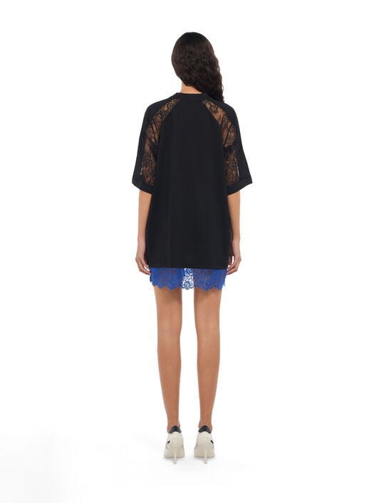 OFF WHITE Lace Soccer T-Shirt Dress Black Nautical Blue 2FU00854T