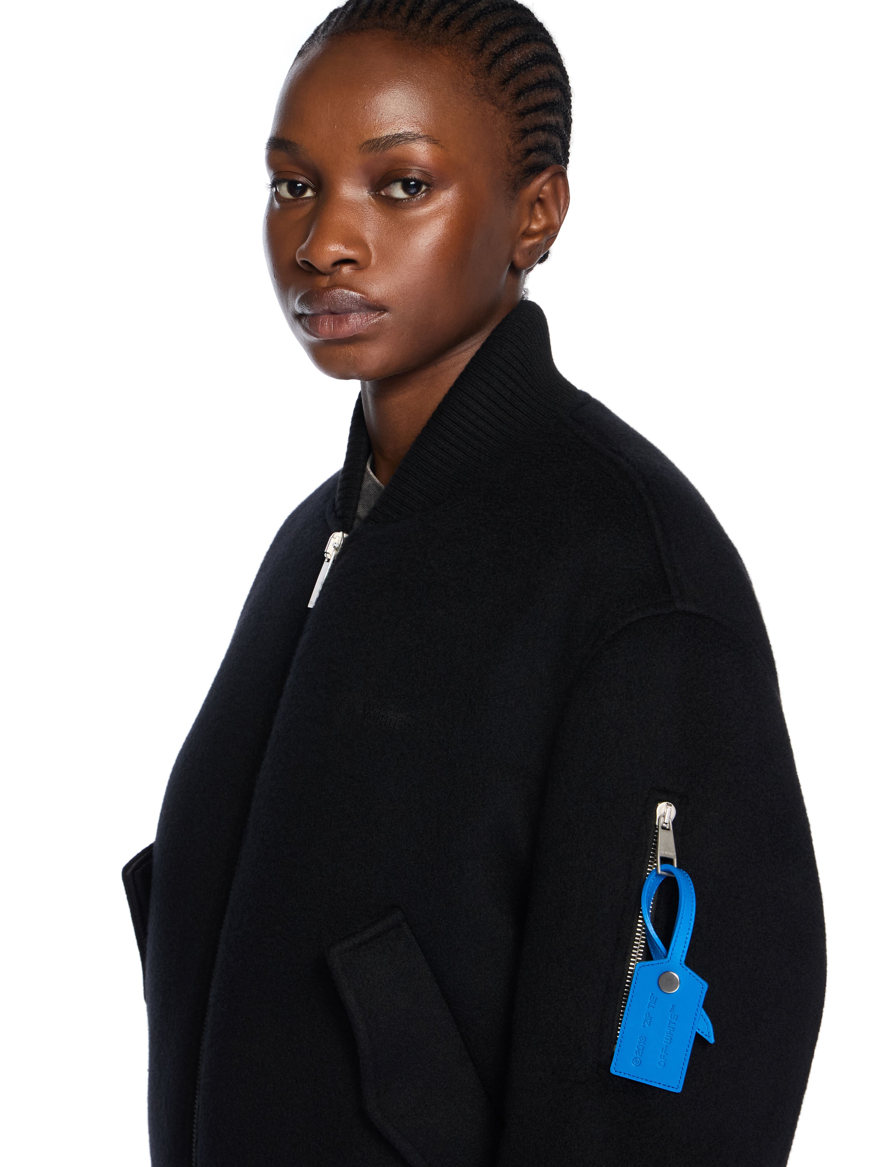 OFF WHITE Quote Bomber Jacket BLACK - DARK GREY OWEH031F25FAB001