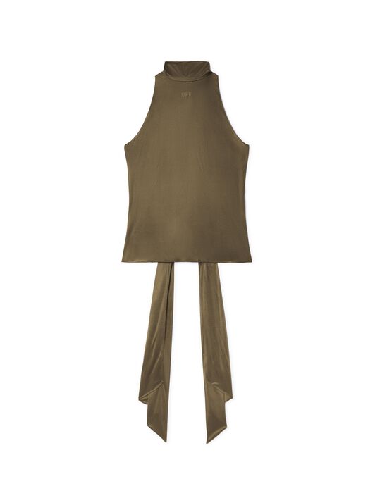 OFF WHITE Green Shiny Draped Backless Top GREEN OWAD263S25JER001
