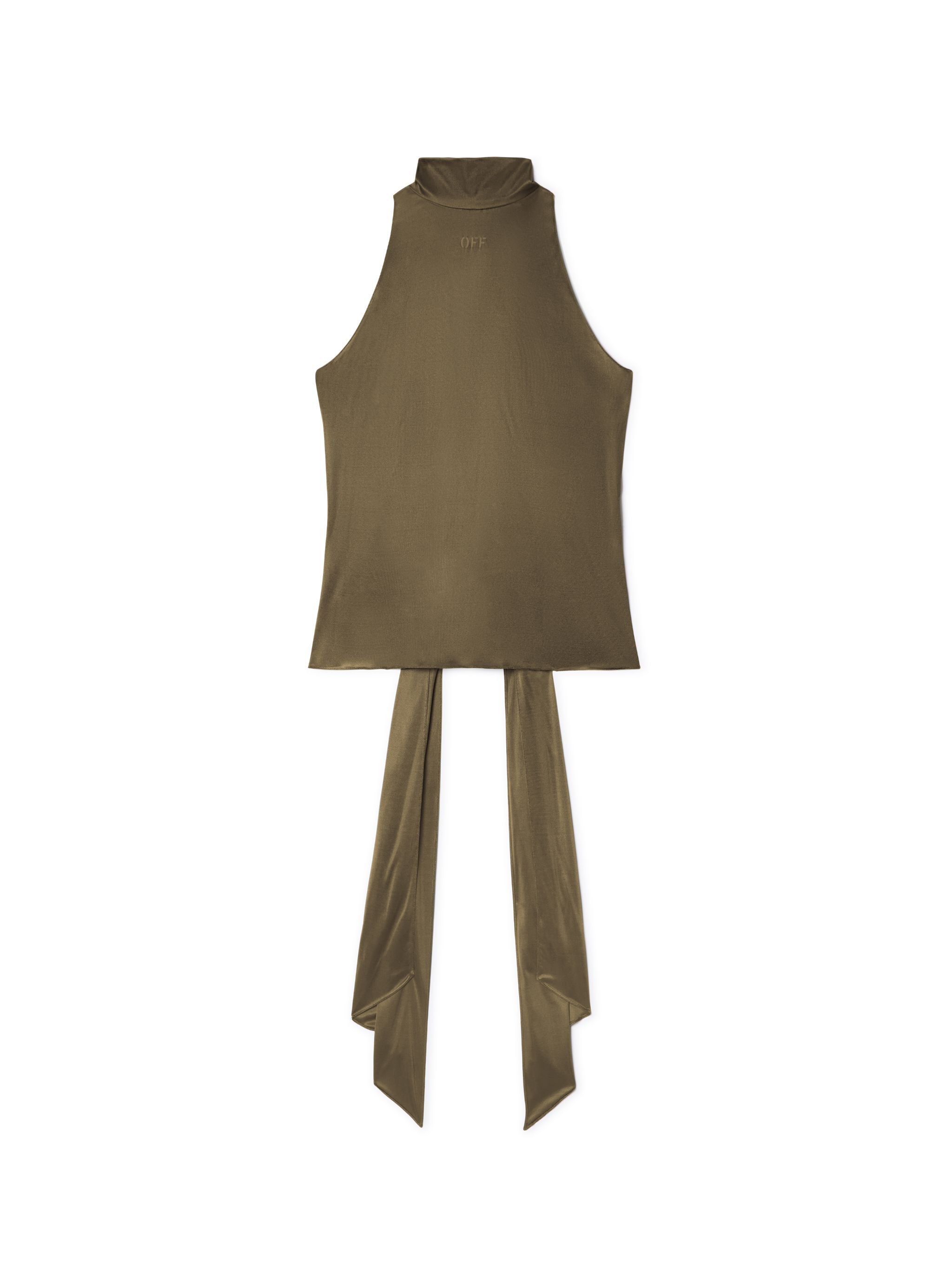 OFF WHITE Green Shiny Draped Backless Top GREEN OWAD263S25JER001