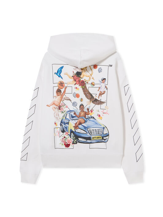OFF WHITE Fresco Arrow Skate Hoodie WHITE - BLACK OMBB085S25FLE005
