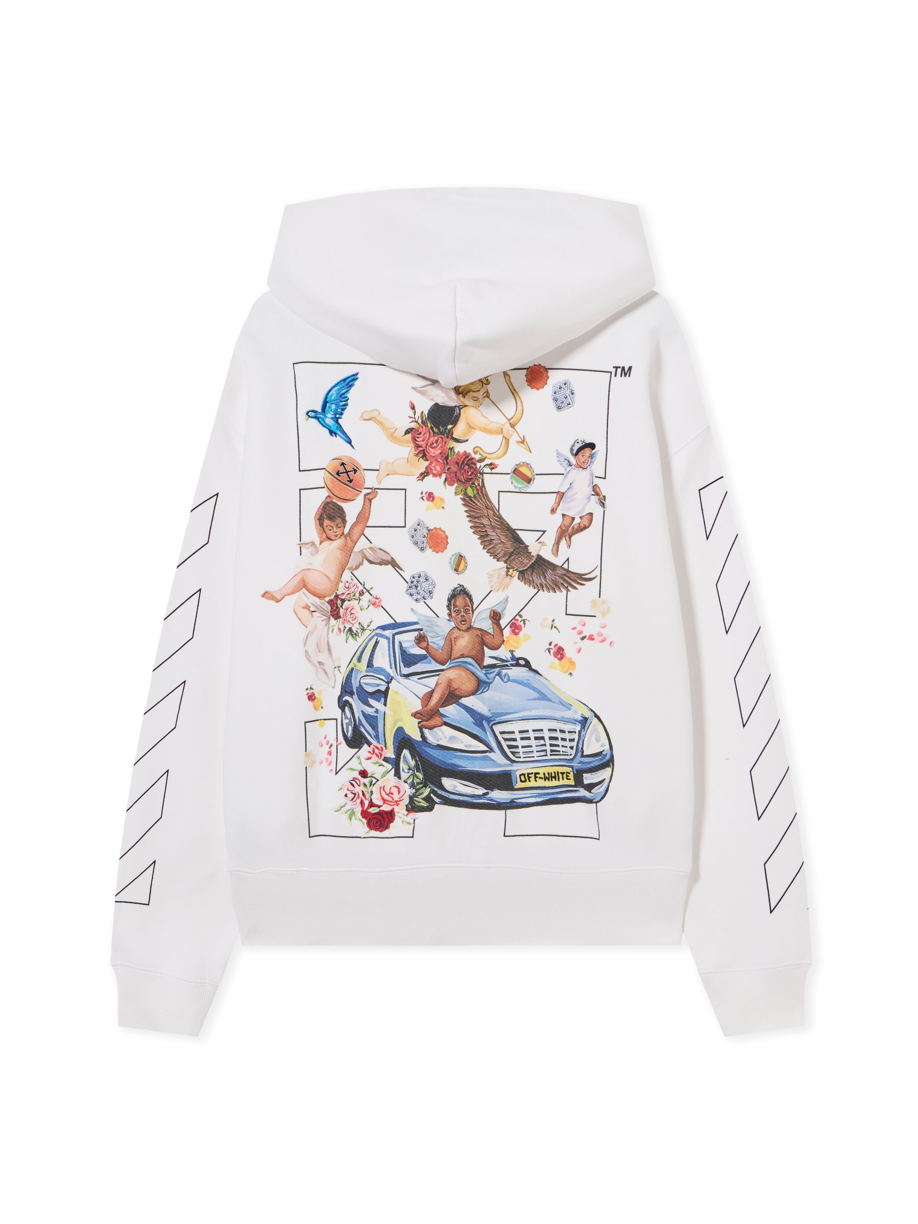 OFF WHITE Fresco Arrow Skate Hoodie WHITE - BLACK OMBB085S25FLE005