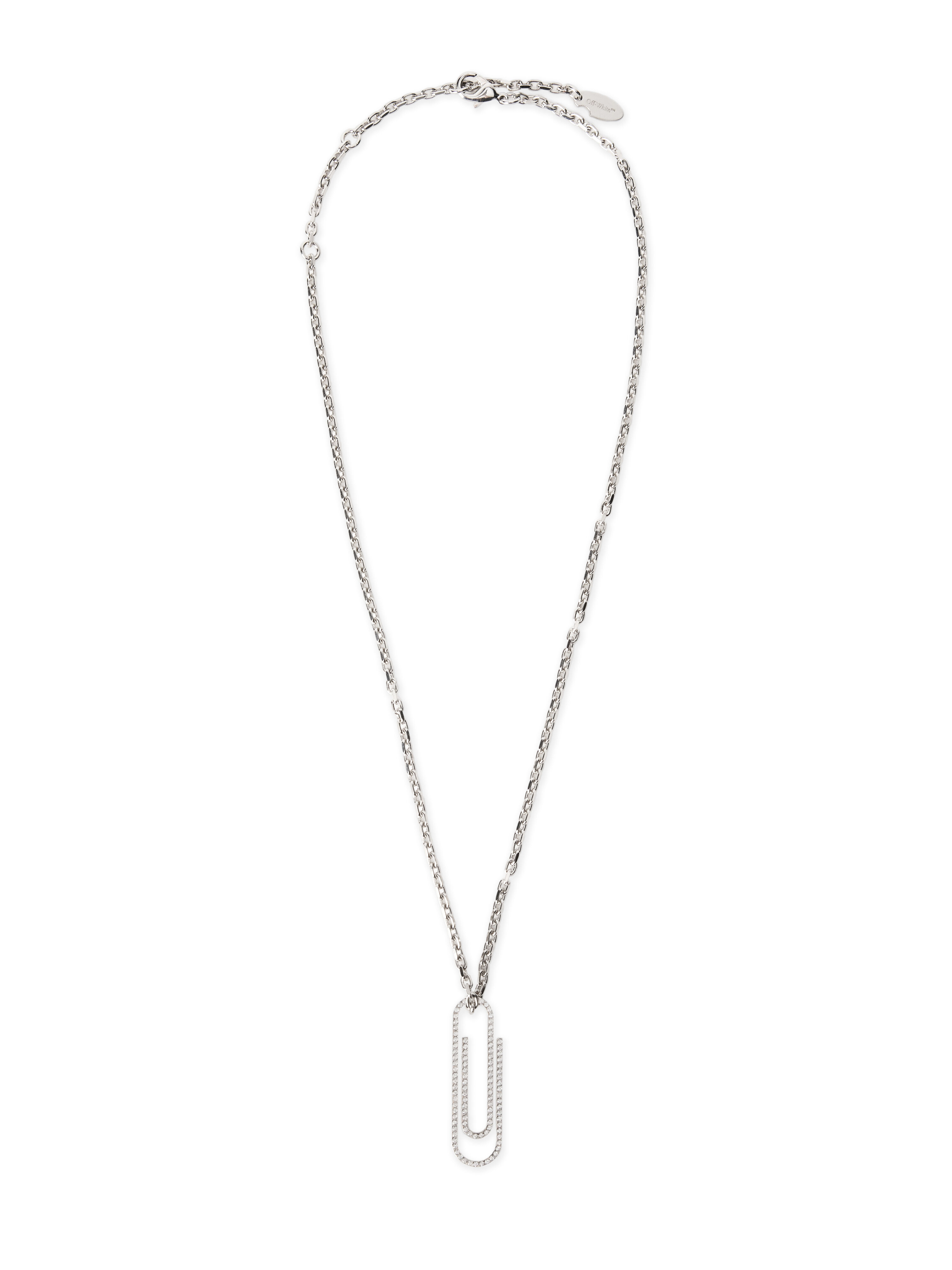 OFF WHITE Paperclip Strass Necklace SILVER - SILVER OWOB146S26MET001