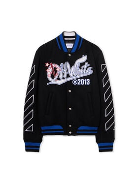OFF WHITE Street Wiz Wool Varsity Jacket BLACK - MULTICOLOR OMEH053F25FAB001