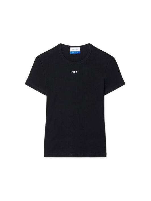 OFF WHITE Off Stamp Rib Basic Tee Black-White 2AA065C99JER005