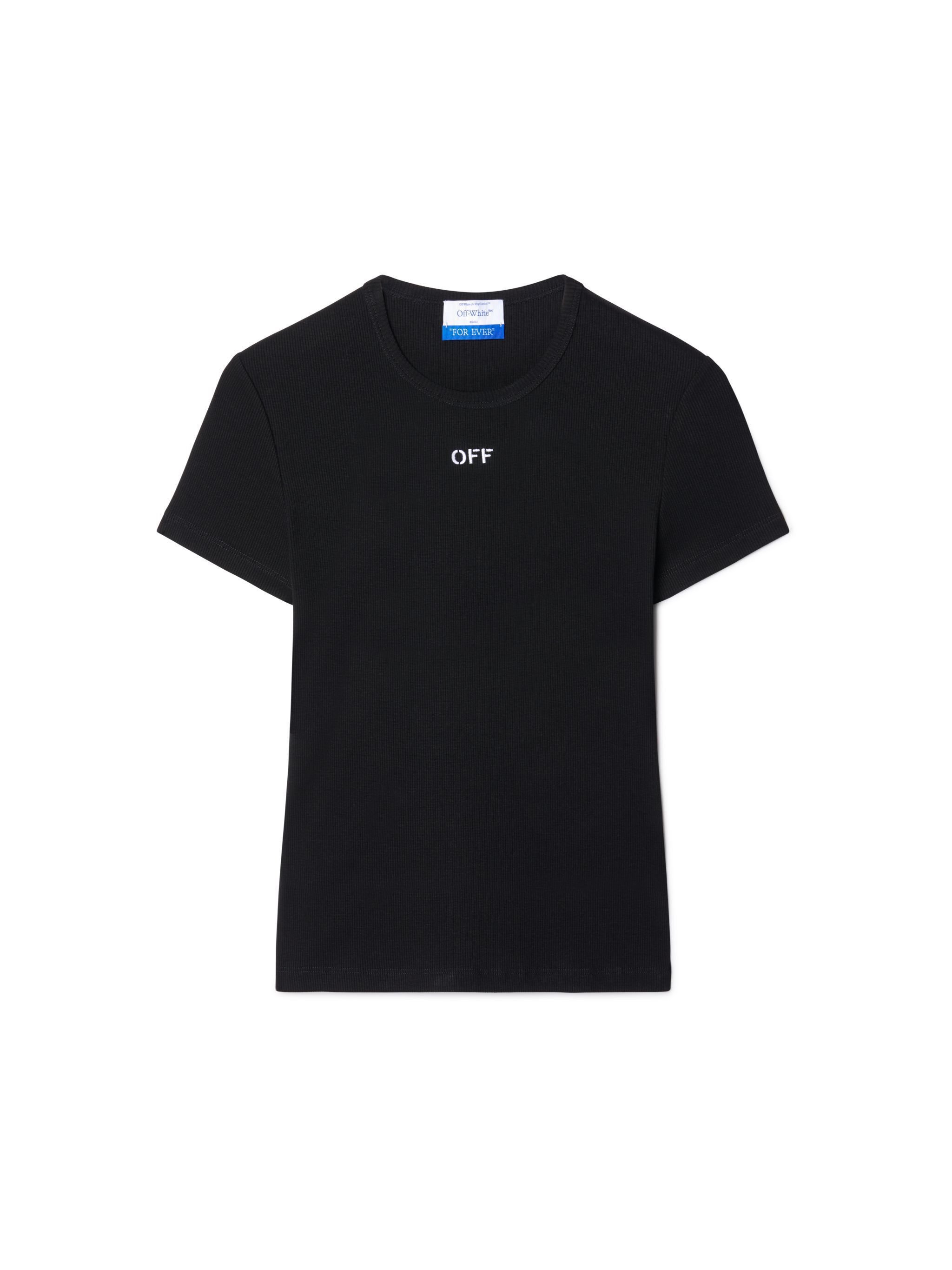 OFF WHITE Off Stamp Rib Basic Tee Black-White 2AA065C99JER005